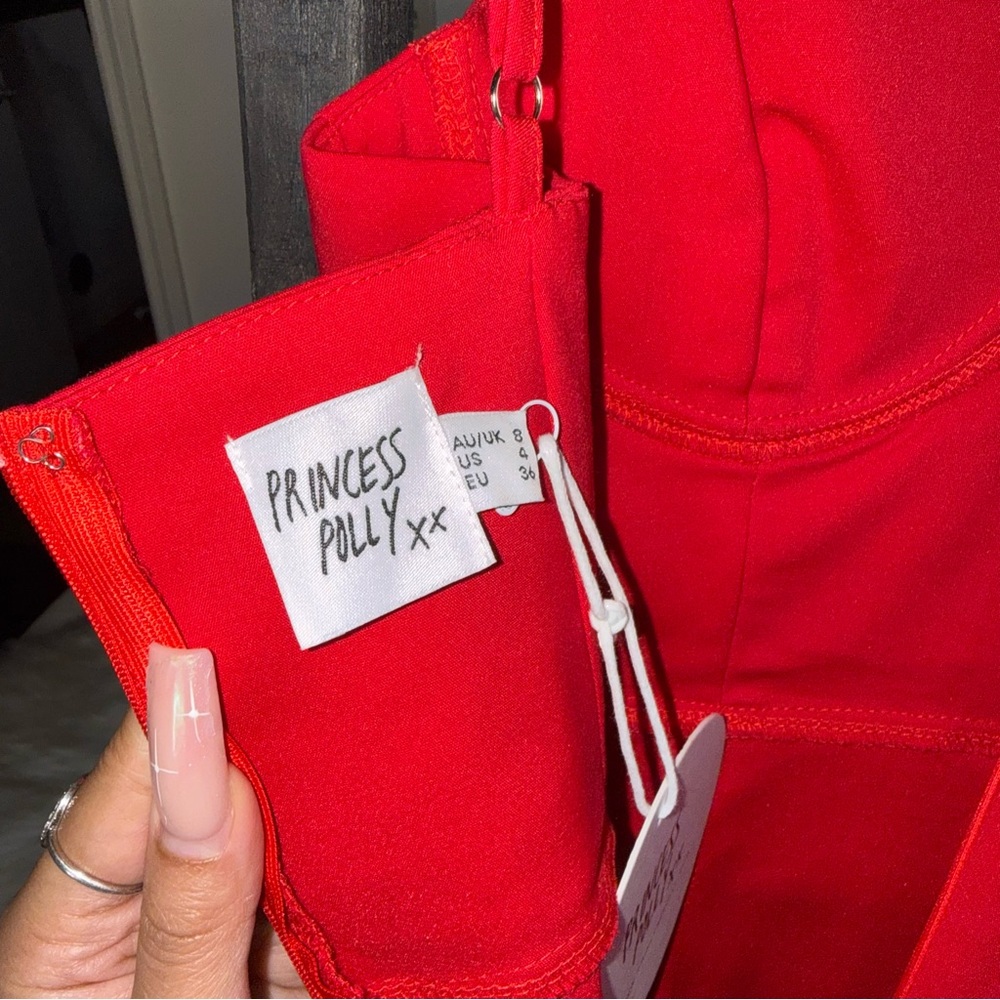 Princess Polly Novelle Red Bustier Mini Dress Adjustable Straps Womens 4 New NWT - Picture 14 of 15